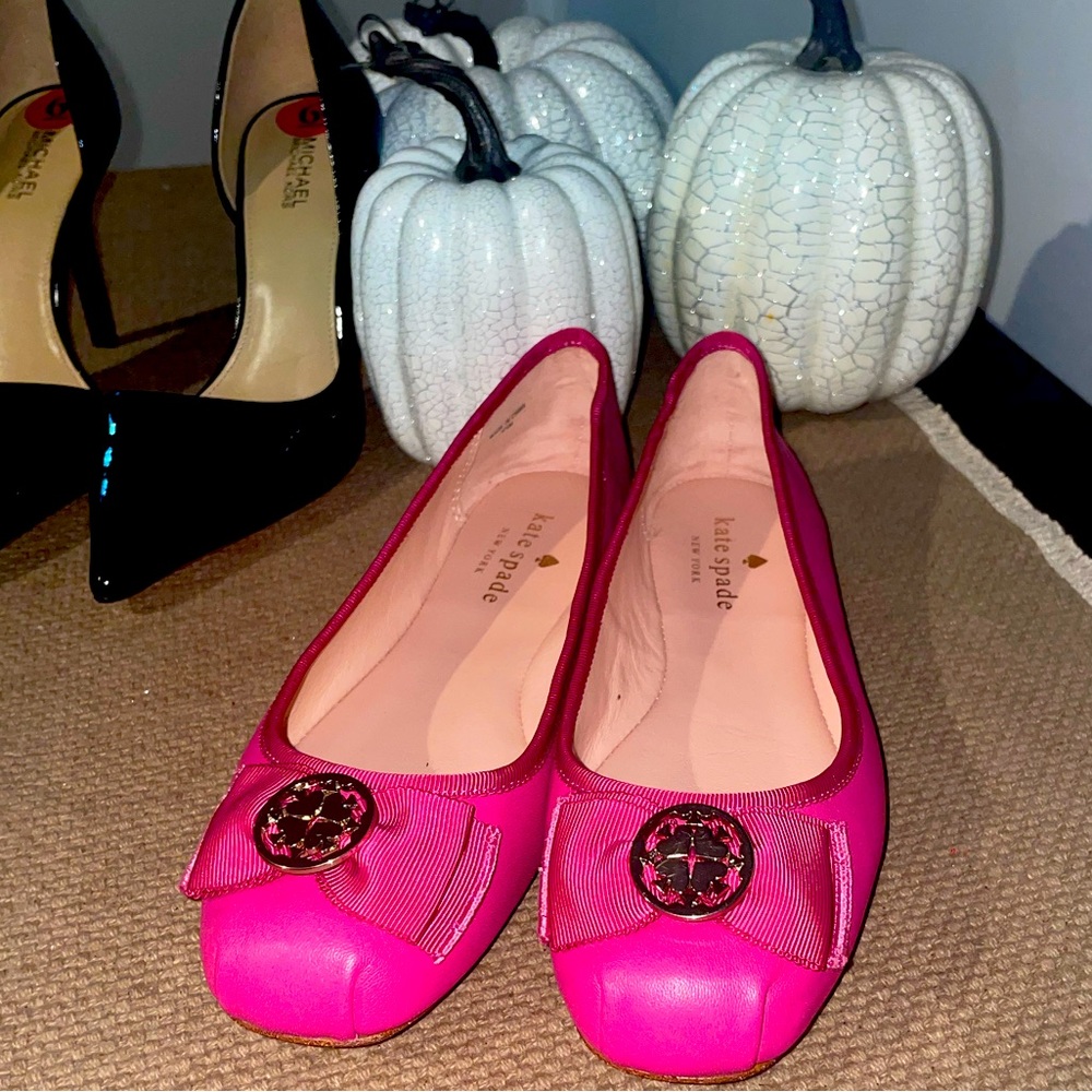 Fusia kate spade flats worn once perfect condition